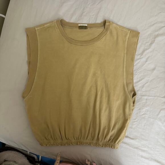 Mother The Swiper Crop Top Bronze Mist Tan Size Small Elastic Band Sleeveless - Picture 12 of 14